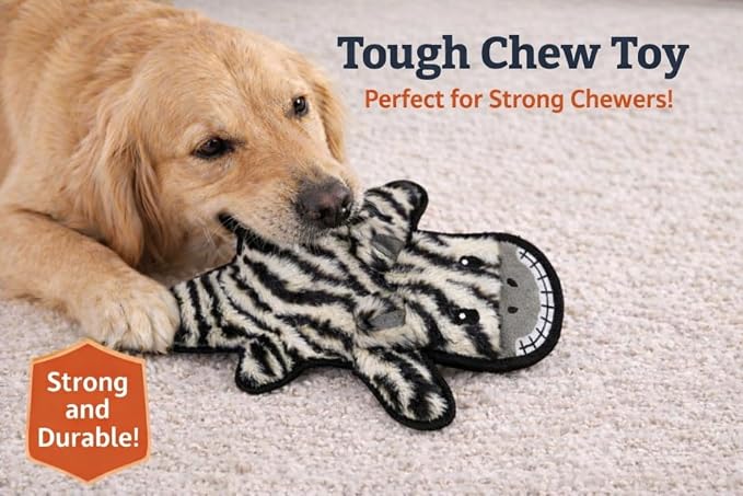 Jalousie 5 Pack Ultra Tough No Stuffing Squeaky Dog Toys for Large Dogs No Mess Interactive Durable Plush Chew Toy Indestructible Dog 6 Layers (5 Pack Strong Plushy Animal Pattern, Large to XLarge)