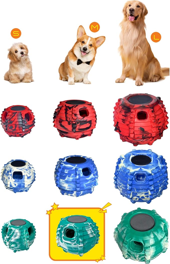 XHX Long-Lasting Interactive Dog Toy to Keep Your Pup Busy and Distracted - Safe for Dogs - Low-Mess Design - Dog Toys for Medium and Large Dogs 25-75 lbs(Medium，Green and White)