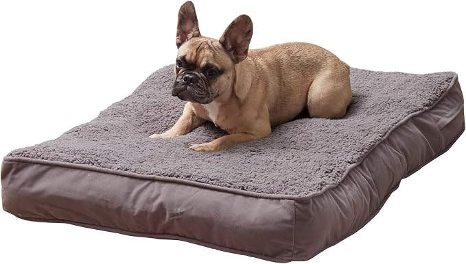 Happy Hounds Daisy Deluxe Supportive Sherpa Dog Bed, Small (36 x 24 in.), Pewter