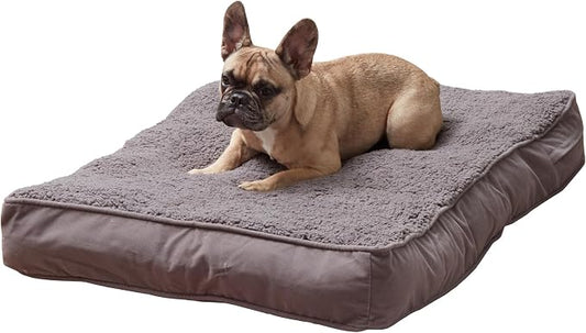 Happy Hounds Daisy Deluxe Supportive Sherpa Dog Bed, Small (36 x 24 in.), Pewter