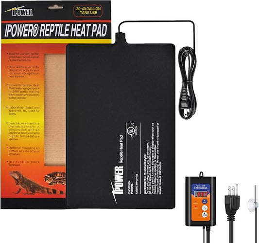 iPower 8X12 Inch Reptile Heat Pad Under Tank Heater Terrarium Warmer Heating Mat and Digital Thermostat Controller for Turtles Lizards Frogs and Other Small Animals