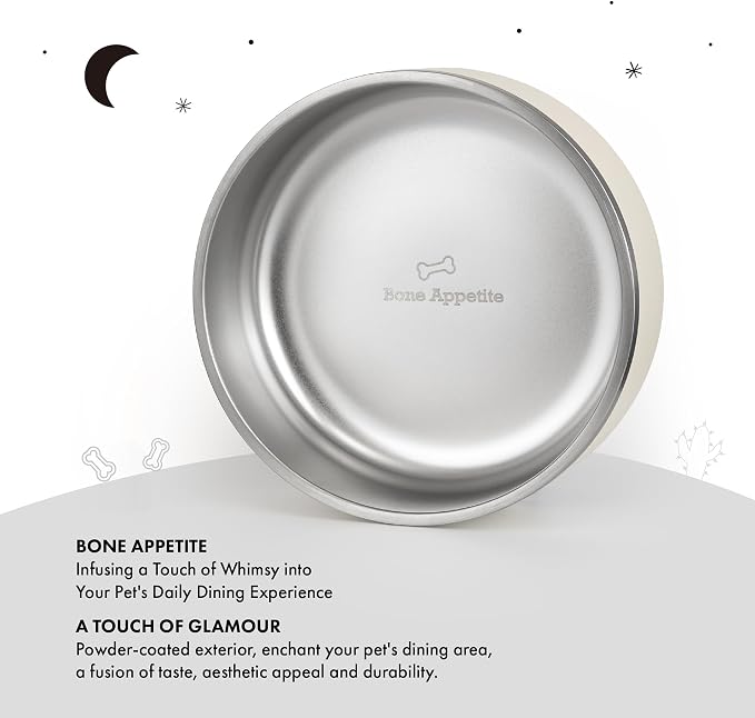 GrandTies Stainless Steel Engraved Pet Bowl | Reusable BPA-Free Insulated Pet Bowls | Large Heavy Duty Non Skid Spill Proof Dog Bowl | Outdoor Dog Water Bowl (18oz, Peach Crème)