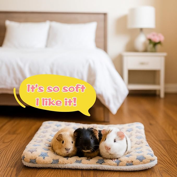 10 Pcs Guinea Pig Mats for Cage Washable, 13 x 10.6 Inch Guinea Pig Fleece Cage Liners, Soft Pet Bedding Pads for Small Animals Like Bunny Hamster Hedgehogs Indoor Use (5 Colors)