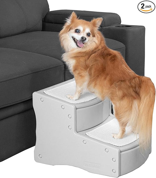 Pet Gear Easy Step II Pet Stairs, 2 Step for Cats/Dogs up to 150 Pounds, Portable, Removable Washable Carpet Tread, No Tools Required,Fog