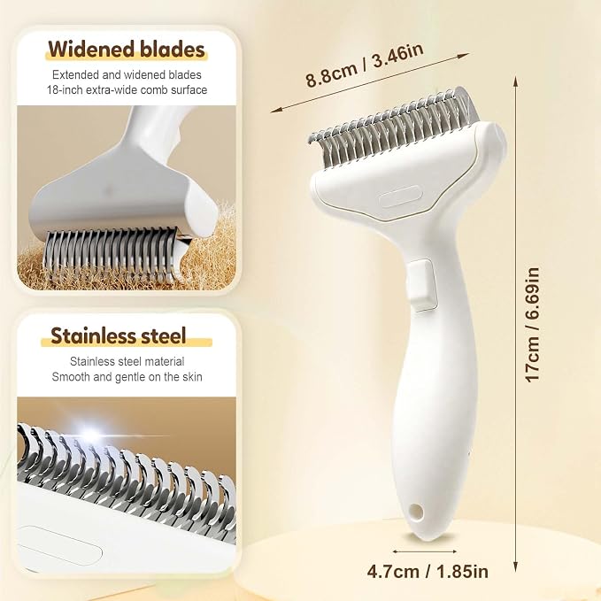 Pet Grooming Brush, 2026 Upgrade Undercoat Rake, Dematting Comb for Dogs and Cats, Removes Tangles Knots and Loose Fur Designed for Thick Coats Long Hair Daily Pet Grooming Use