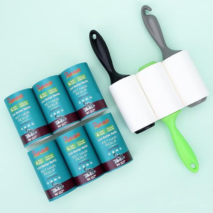 4 inch Lint Roller Refills Only for Scotch-Brite Pet Hair Pickup Extra Sticky Lint Roller 90 Sheets per Refill 6 Pack 540 Easy-Tear Adhesive Sheets Total (Inside Dia. 1 3/4 inch)
