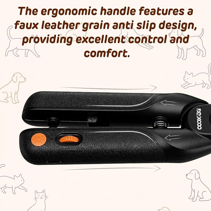 Dog Nail Clippers & Cat Nail Clipper, Pet Nail Trimmer with 2 LED Lights,Safety Side Lock, Nail File and Anti-Slip Handles, Dog Nail Grinder Quiet for Large Medium and Small Dogs & Cats