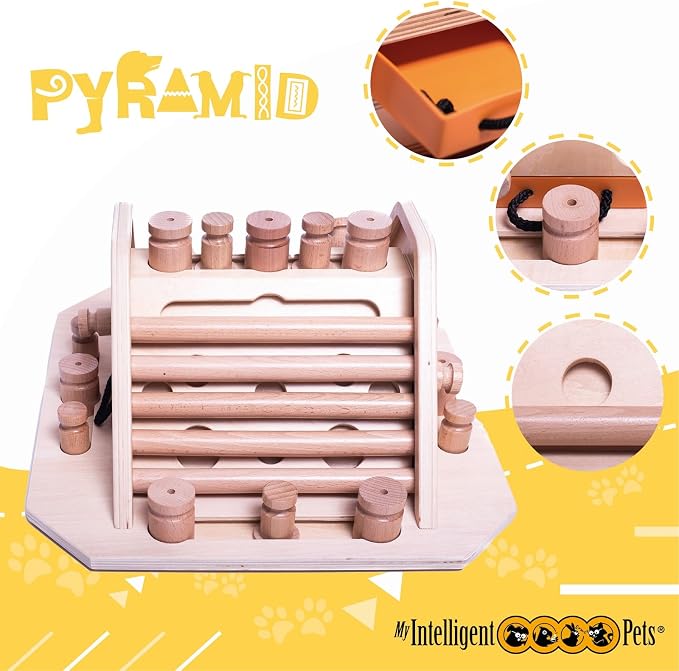 Interactive Dog Toys for Mental Stimulation - Treat Dispenser Dog Puzzle Toy, Enrichment Toys - Puzzle Feeder Dogs Training Toy - Pyramid