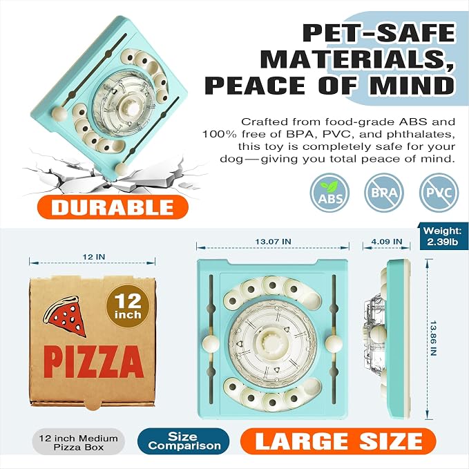 KADTC Large-Size Dog Puzzle Toy, Mental Stimulation for Dogs, Slow Feeder | Spin-to-release treat dispenser creates treats-in-motion, with 2 levels + 3 play modes for slower eating and enrichment.