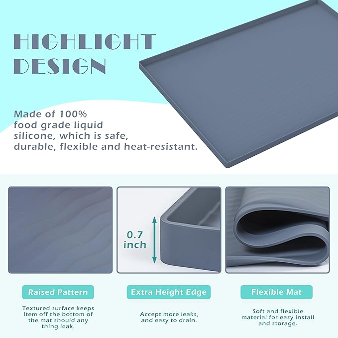 URMONA Waterproof Silicone Under Sink Mat 28'' x 22'' Shelf Liner for Kitchen and Bathroom, Cabinet and Counter Protector, Storage and Organizers, Litter Mat, Pet Cat Puppy Essentials(Cream)