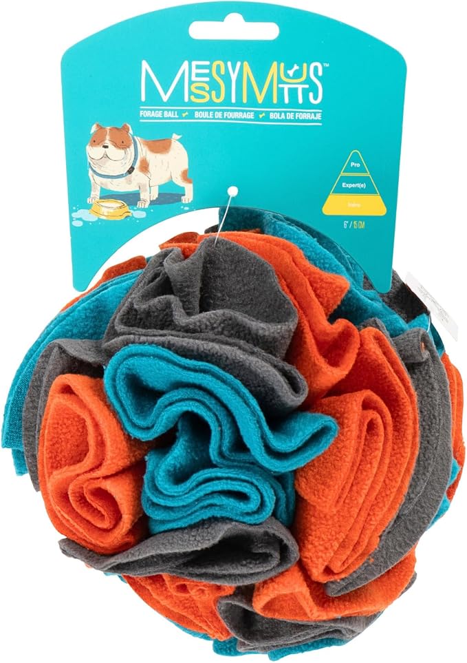Messy Mutts Round Forage Ball | 6” x 6” Snuffle Ball Puzzle for Dogs | Stimulating Sniffing Interactive Puzzle for Dogs
