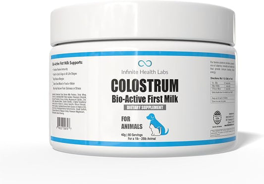 Bio-Active Bovine Colostrum for Dogs, Cats, Puppies, Kittens & Pets - Daily Colostrum Powder Supplement 40g (80 Servings)
