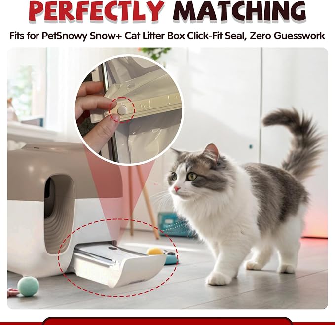 120 Pcs Cat Litter Bags for Pet Snowy Snow+ Cat Litter Box, Self-Sealing Drawer Liner Bags for Pet Snowy, Thickened & Wear-Resistant