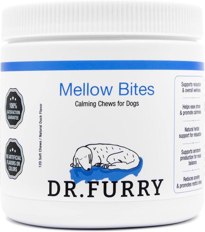 Hemp Calming Chews for Dogs – 120 Soft Chews – Anxiety & Stress Relief – Separation, Barking, Thunderstorms – Melatonin & Hemp Oil – Made in USA