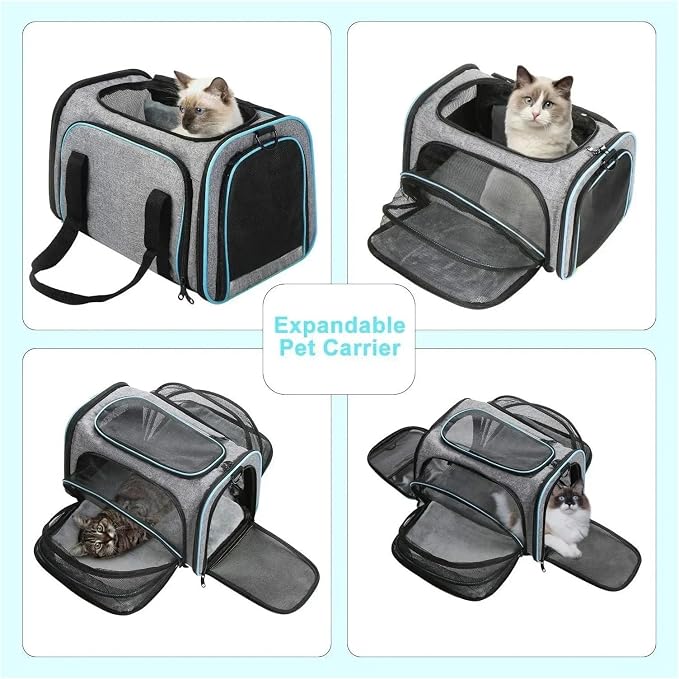 Portable Cat Backpack Carrier Foldable Expandable Pet Travel Bag Airline Approved Breathable Pet Carrier for Dog Pet Accessories(Green 2 Sides)