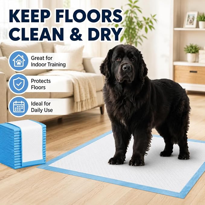 Bulubaky Heavy Absorbent Enormous 54"x37" Pee Pads for Large Dogs, Quick Dry Disposable Puppy Pee Pads, Thicken Strong Leak-Proof Backing Dog Pads 30Counts
