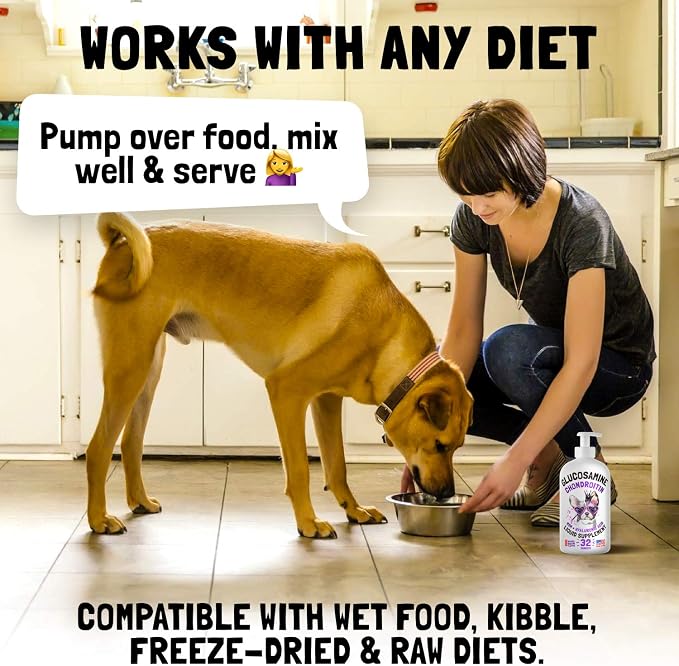 Wild Alaskan Salmon Oil for Dogs & Cats 32 oz and Liquid Glucosamine for Dogs Bacon Flavour with Chondroitin, MSM & Hyaluronic 32 oz