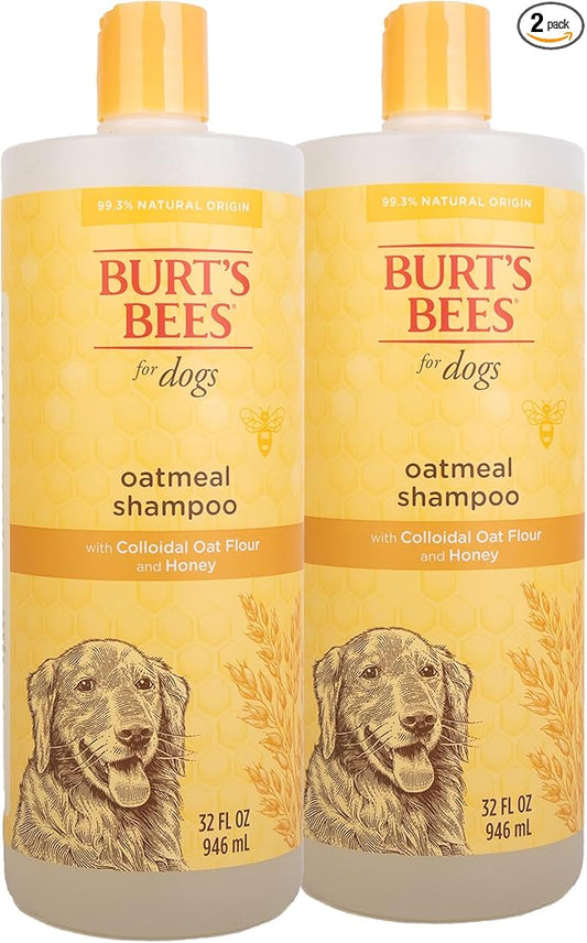 Burt’s Bees for Pets Oatmeal Dog Shampoo with Honey, Soothing Dog Shampoo for Itchy and Sensitive Skin, pH Balanced Formula that Gently Cleans and Moisturizes Dog Coats, 32 Fl Oz - 2 Pack