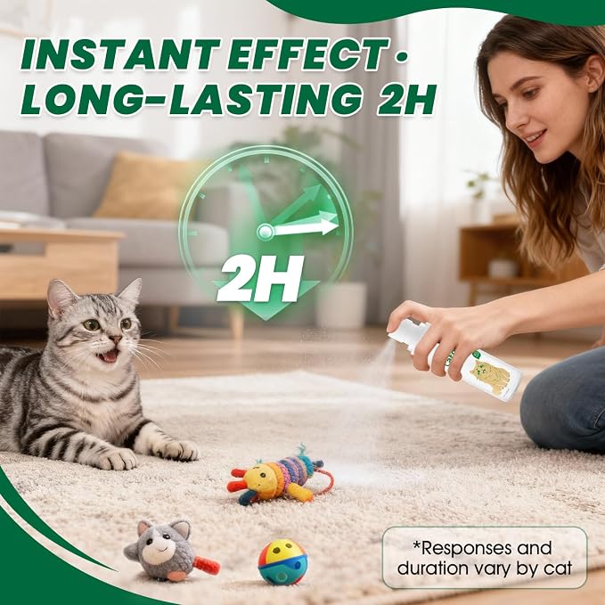 Upgraded Catnip Spray for Indoor Cats, 2.8 fl oz – Natural Formula with Silvervine & Gall Fruit, Encourages Play & Scratching, Ideal for Scratching Post, Suitable for Cats Less Responsive to Catnip