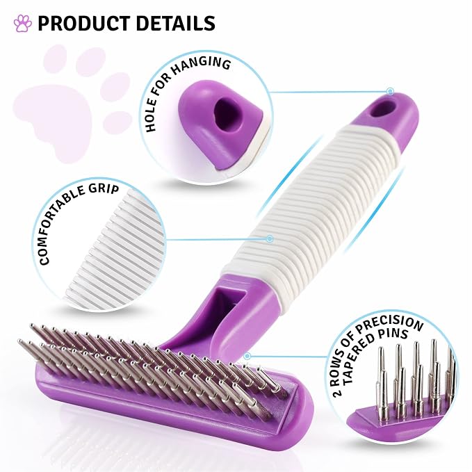Poodle Pet Dog Grooming Rake + Dematting Comb Black Bundle