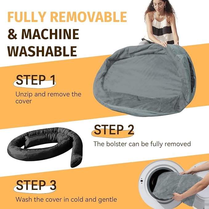Orthopedic Dog Bed for Medium Dogs, Waterproof Dog Bed with Removable Bolsters, Egg Crate Foam Pet Couch for Medium Size Dog with Machine Washable Cover & Non-Slip Bottom, Grey