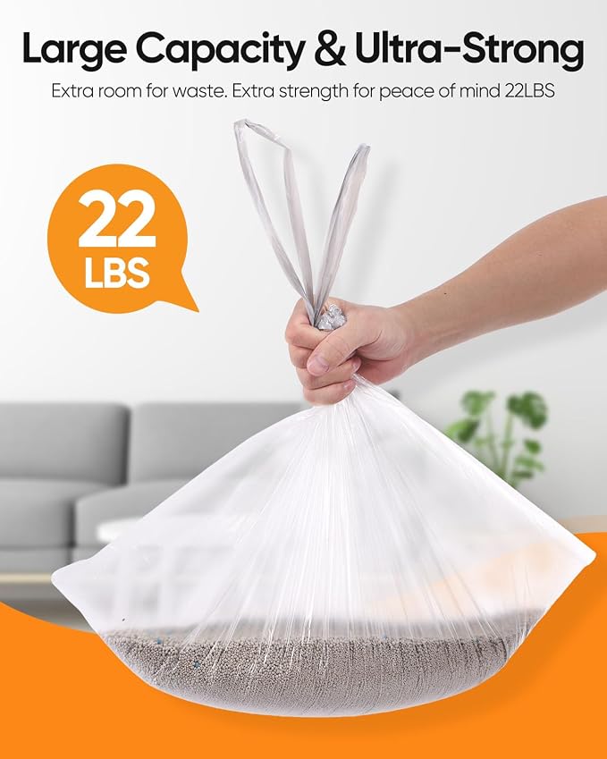 45 Pack Cat Litter Box Robot 5/4/3 Waste Bags,Transparent, Self Cleaning Litter Box Liners Bags for Most Automatic Cat Litter Boxes，Pre-Separated, Heavy Duty, 9-11 Gallon Capacity