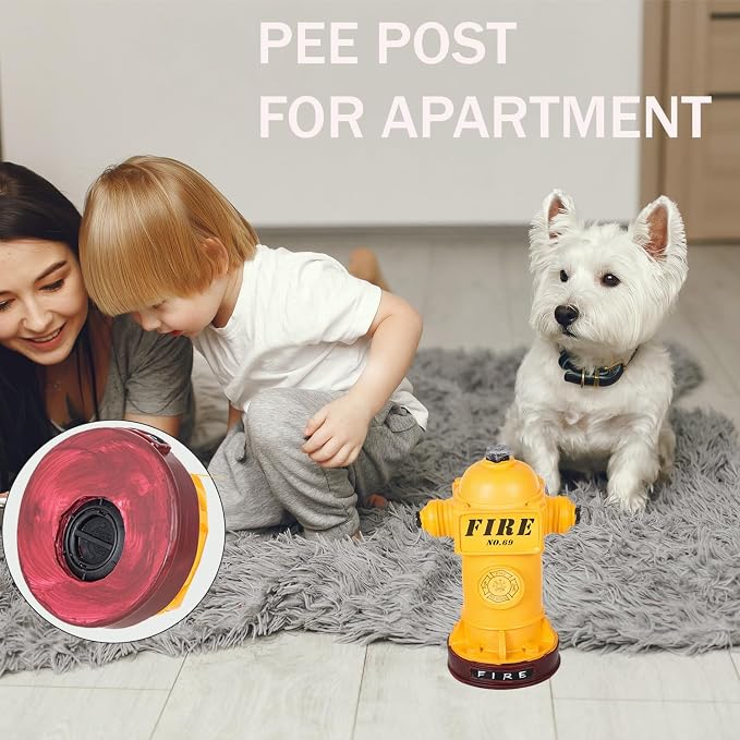 Potty Training Dog Fire Hydrant, NPBIYOYG 4.3" W x 9.4" H Small Fire Hydrant for Puppy to Pee On, Retro Resin Pee Post for Male Dog, Potty Training Tool for Indoor&Apartment, Yellow