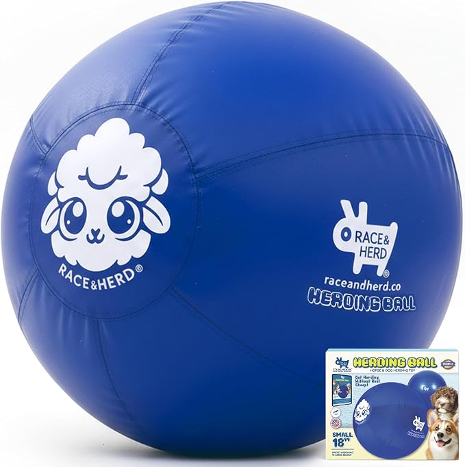 Race&Herd 18" Original XXL Herding Ball for Dogs - Herding Toys, Giant Dog Ball for Australian Shepherds, Border Collies - Durable Dog Outdoor Training Toy for Small Breeds (Ocean)