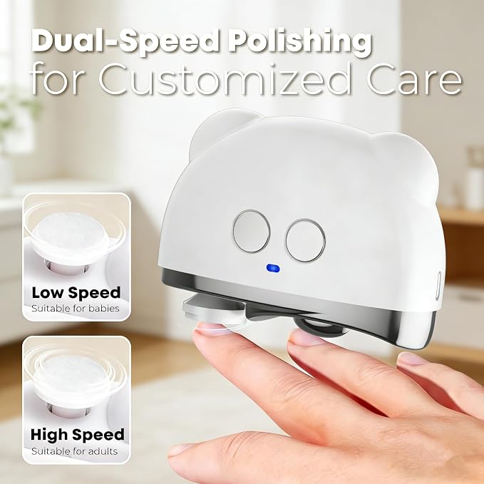 Electric Nail Clippers, Electric Nail Trimmer with LED Light & Nail Filer, Automatic Toenail Clipper with Polishing, Rechargeable Electric Nail Clipper for Seniors, Women, Men (White)