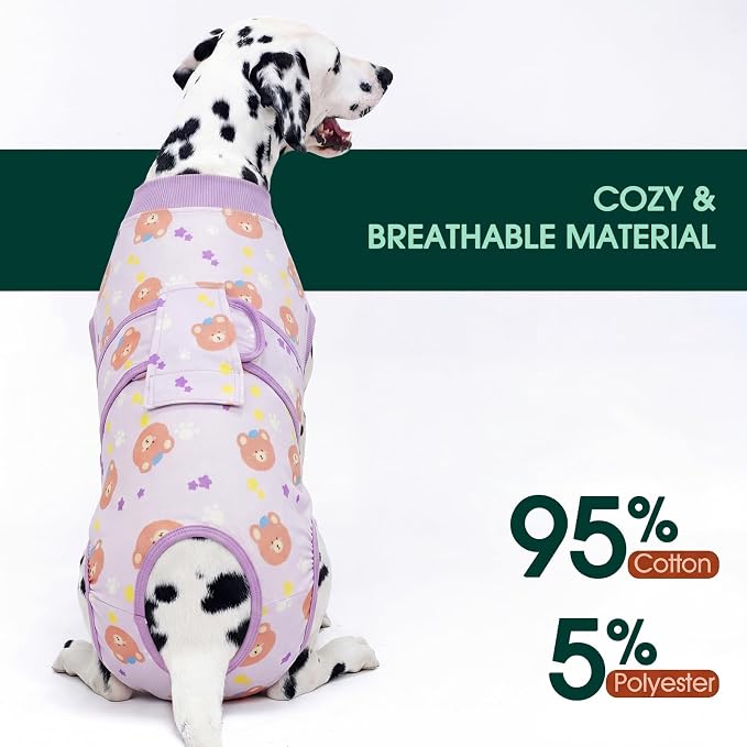 Kuoser Dog Surgery Recovery Suit, Soft Breathable Dog Recovery Suit for Female Spay Male Nueuter, Anti Licking Puppy Onesie Pet Surgical Suit for Dogs Abdominal Wounds Skin Disease, Bear S