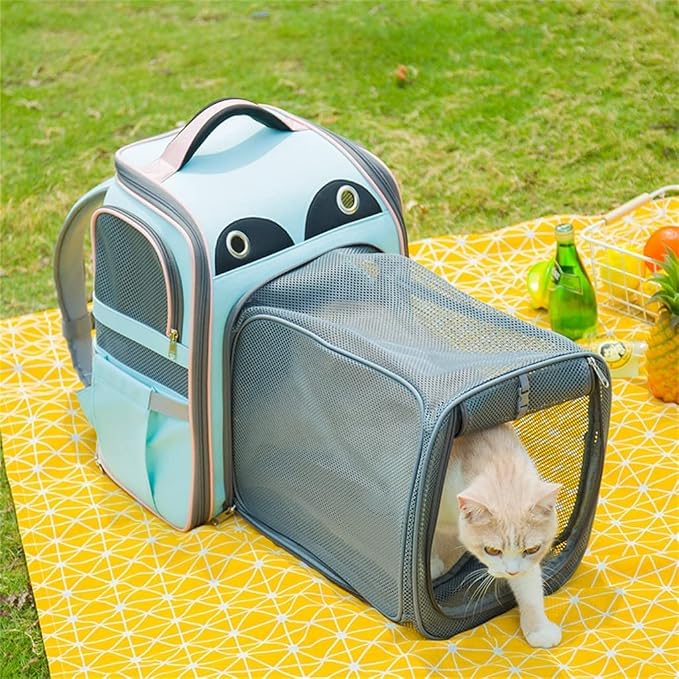 OLOTU Pet Backpack Large Capacity Cat Carrier, Expandable Foldable Cat Backpack, Breathable Pet Backpack Carrier for Cats Dogs and Small Animals Spacious