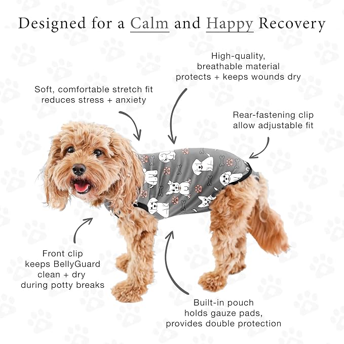 BellyGuard Dog Surgery Recovery Suit, Post-Op Dog Recovery Suit for Female Spay & Male Neuter, Comfy Onesie for Pets, Surgical Body Cover for Canine Healing Support