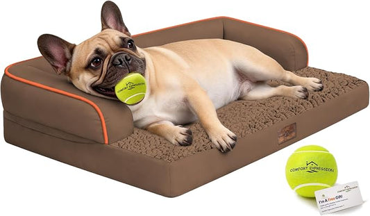 Comfort Expression Memory Foam Dog Bed Large Sized Dogs - Waterproof Orthopedic Pet Bed with Washable Removable Cover, Non-Slip Pet Sofa Couch, 36 x 27