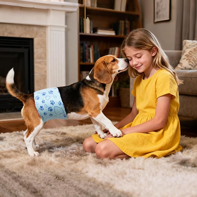 Male Dog Diapers with Wetness Indicator, Disposable Belly Band for Puppy Male Diapers, Doggie Wraps for Puppy Training, Incontinence (M, 52 Count)