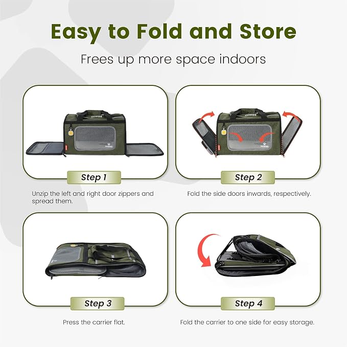 TSA Airline Approved Soft Sided Collapsible Pet Travel Carrier and Small cat Bowl