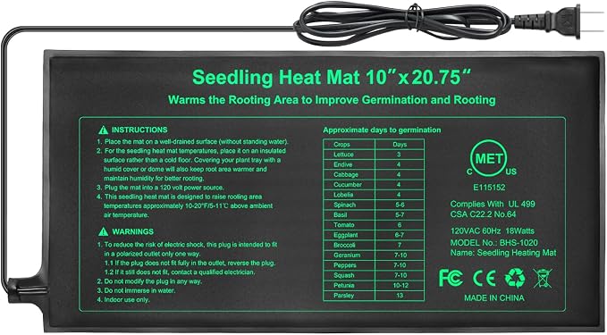 Bestio Seedling Heat Mat 10 x 20.75 in Waterproof Heat Mats for Seed Starting Seed Heating Mat for Seedling Germination,Hydroponic Plant