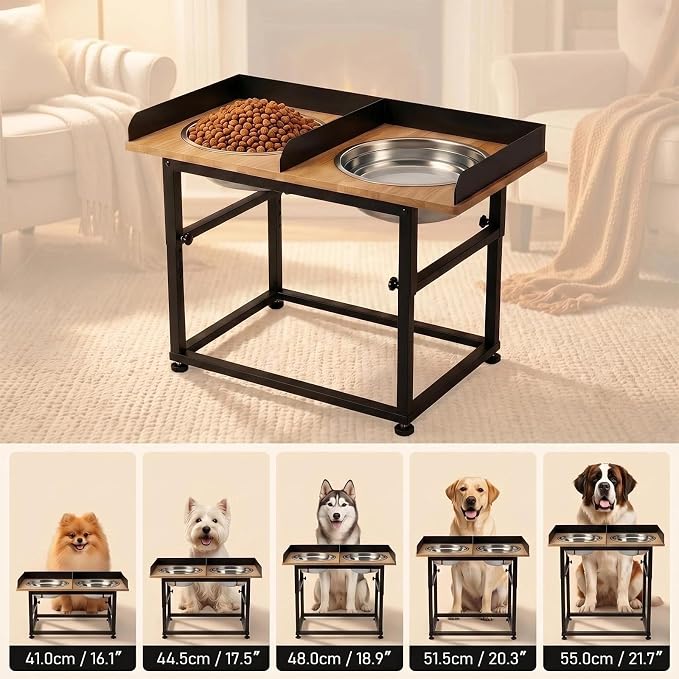 Raised Dog Bowl for Large Dogs,Elevated Dog Bowls Steel Dog Bowls for Food & Water (DB08-Black, 21.6inch 8L)