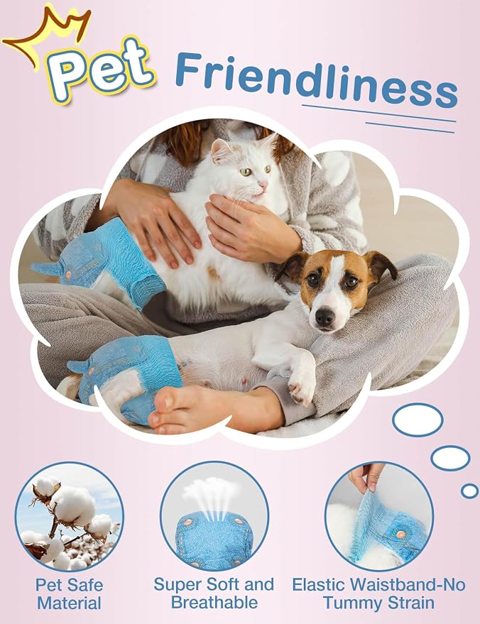 Dono Disposable Pull Up Dog Diapers Female for Small Dogs-60Count, Size M | 360° Elastic Waistband, For Female in Heat, Super Absorbent SAP Core, Wider Leak-Proof Edges, Tail Hole, Breathable Fabric