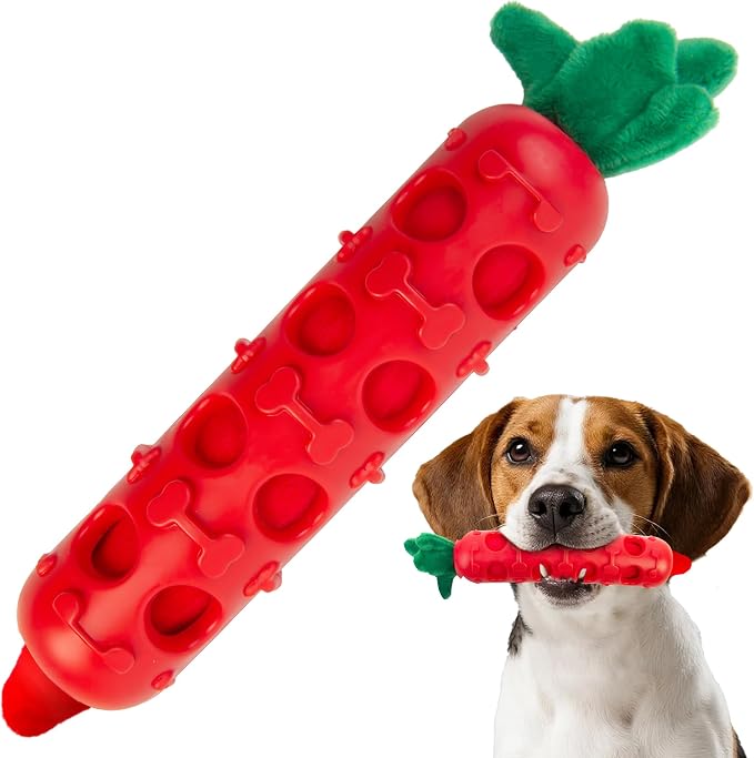 Fida 2-in-1 Puppy Teething Toys, Natural Rubber Chew Toys for Dogs to Keep Them Busy & Plush Toys with Crinkle Leaves, Interactive Dog Toys for Small Medium Breeds and Puppies.(Chilly)