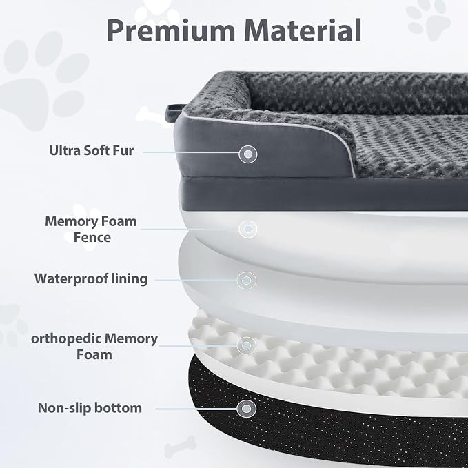 WNPETHOME Human Dog Bed for People Adults, Washable Faux Fur Nap Bed Adult Oval for People, Calming Human Size Giant Dog Bed Fits Pet Families with Storage Pocket Grey