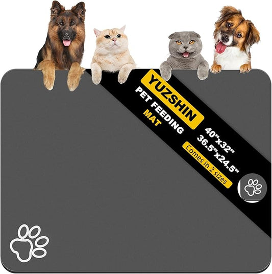 Dog Food Mat, Largest Absorbent Dog Mat for Food and Water, Non Skid Cat Bowl Mat, No Stains Quick Dry Pet Water Dispenser for Messy Drinkers (40"x32")