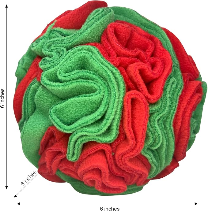 Glory To Dog Puppy and Medium Breed Snuffle Interactive Foraging Dog Puzzle Ball Toy Christmas Green and Red Large