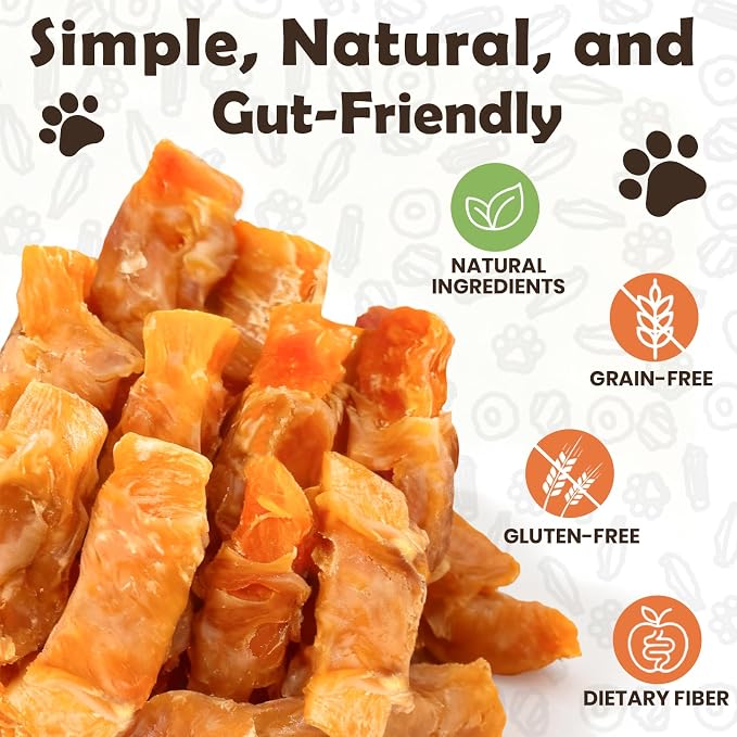 Chicken Wrapped Sweet Potato Dog Treats 2 Pound, Gluten & Grain Free Dog Chews for Puppy and Small Dogs