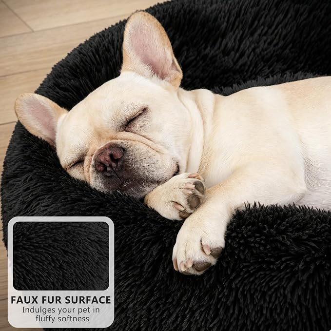 MIXJOY Orthopedic Dog Bed Comfortable Donut Cuddler Round Pet Beds Ultra Soft Washable Dog and Cat Cushion (20''/23''/30'') (23'', Brown)