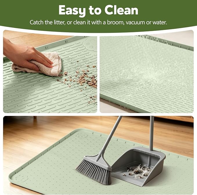 50" x 35" Silicone Large Bird Cage Mat, Waterproof Bird Cage Liner with Non-Slip Backing, Floor Protector for Crate Mats for Dog Cages, Kennels, Reptile Aquariums, Rabbit Habitats (Green)