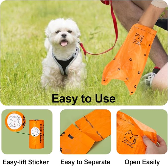 Scented Dog Poop Bags With Dispenser, Strong and Leak-proof Waste Bags for Pets, 870 Count (58 Packs of 15), 13 Inch x 9 Inch (Orange)