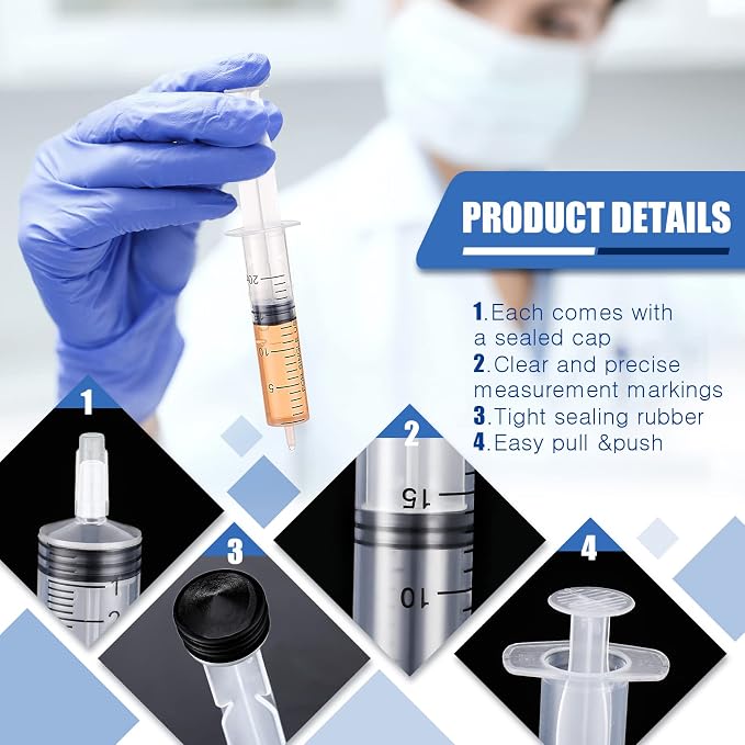 Zhengmy 100 Pack Bulk Plastic Syringe with Luer Slip Tip, Individually Sterile Sealed, Liquid Oral Syringe with Measure Scale No Needle for Pets Feeding(20 ml)