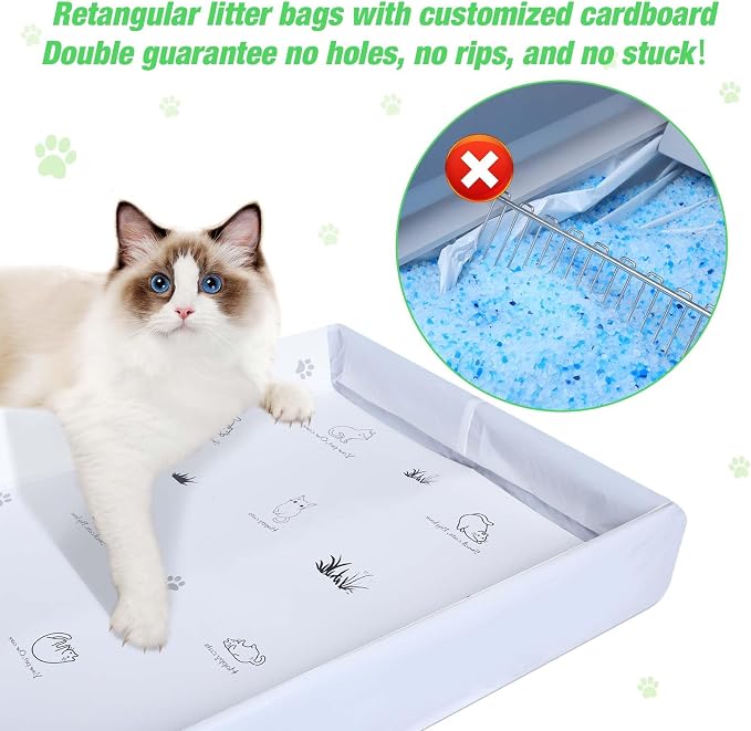 Litter Box Liners Compatible with Pets Scoopfree Litter Box Refill Tray Rectangle Bags with Anti-scratch Cardboard 20 Pack