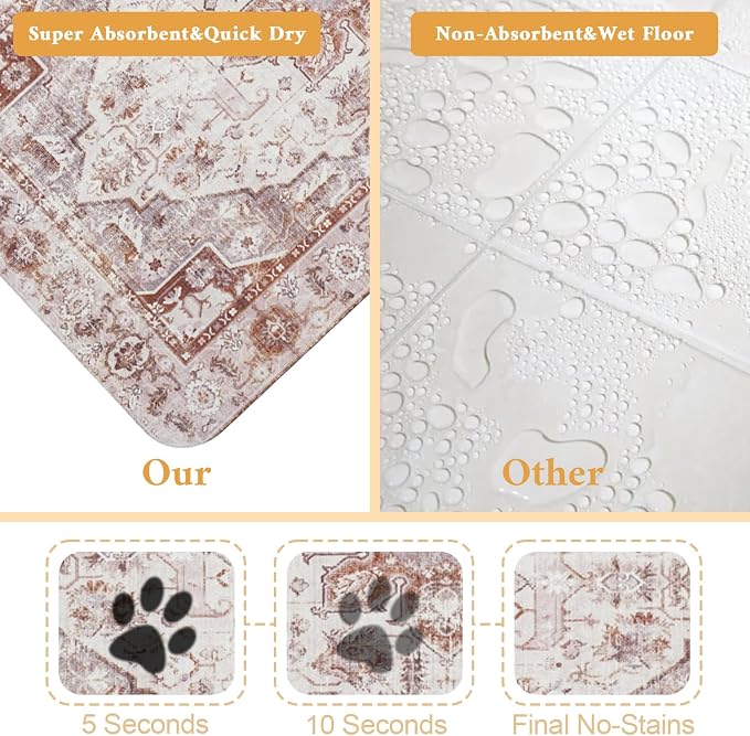 Dog Food Mat for Floors Waterproof Pet Placemat Cat Feeding Bowls Mats for Food and Water, Eco-Friendly Dog Accessories Diatomite Pets Supplies 17" X 30"