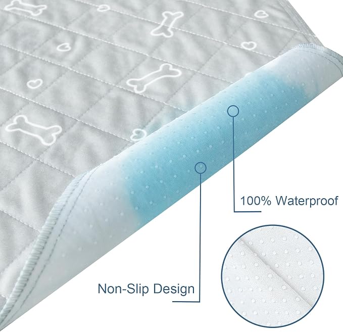 Washable Pee Pads for Dogs, 2 Pack Reusable Puppy Pads 23" x 36", Super Absorbent & Waterproof Training Mats for Potty, Crate, Kennel, Playpen, Bed & Sofa, Anti-Slip Wee Pee Pads for Dogs